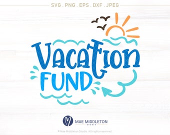Vakantiefonds - afdrukbaar & snijbaar bestand-sticker- of labelontwerp voor mason jar of spaarvarken