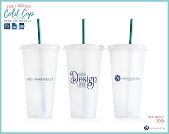 Maqueta de vaso frío / Envoltura completa 24 oz. Venti - psd, png, jpg