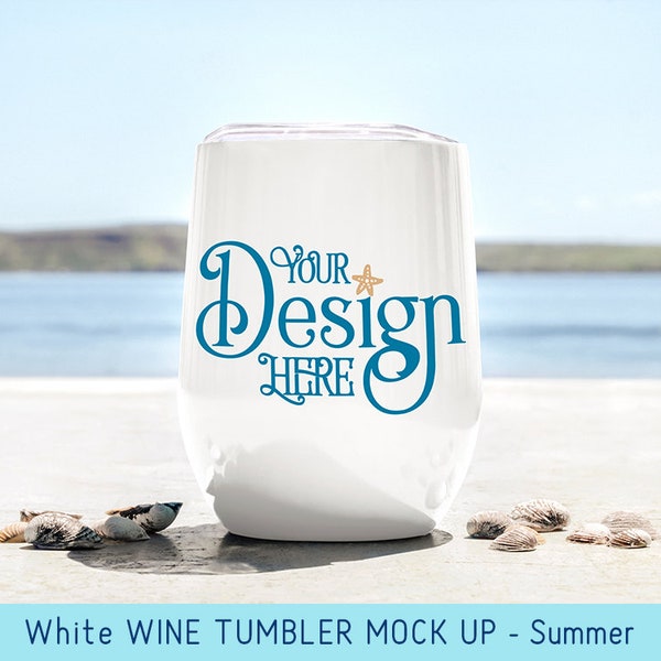 Wine Tumbler Mock up for Summer, styled photo