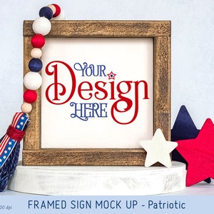 Framed Wood Sign mock up / styled *photo* of tiered tray decor