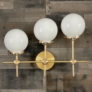 Komorebi Modern Industrial 3 Light 6in Globe Mid Century Ascending Vanity Sconce