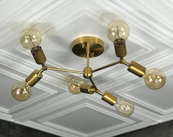 Halcyon Modern Geometric 6 Light Mid Century Industrial Chandelier