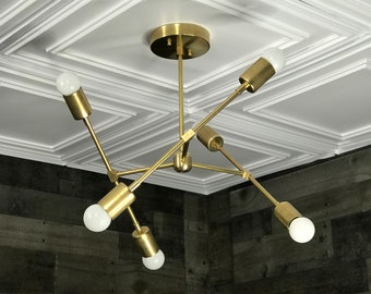 Linus Modern 6 Light Geometric Sputnik Mid Century Industrial Chandelier