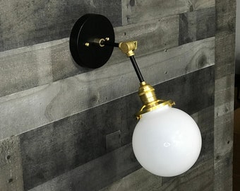 Floraison Single Bulb Adjustable 6in. Globe Vanity Mid Century Industrial Modern Sconce