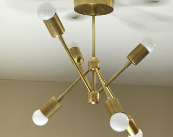 Alpas Modern 6 Light Geometric Mid Century Industrial Hanging Ceiling Chandelier