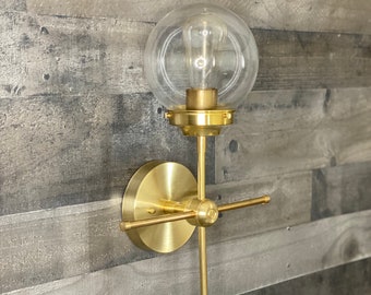 In stock - Ships on the same day! Modern "Her" Single Bulb 6in Globe Industrial Vanity Mid Century Sconce