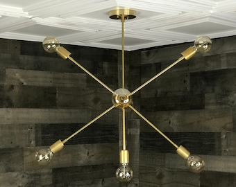 Temugen Modern Geometric Sputnik 7 Light Mid Century Industrial Light