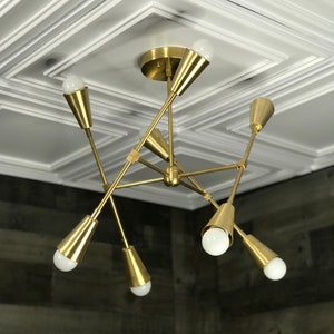 Goya Modern 8 Cone Light Geometric Sputnik Mid Century Industrial Chandelier