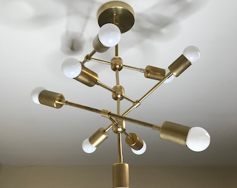 Meriter Modern Geometric Sputnik 10 Light 3 Layer Mid Century Industrial Ceiling Chandelier