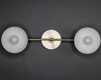 Solace Modern Double Bulb 6in Dome Shade Mid Century Industrial Vanity Sconce