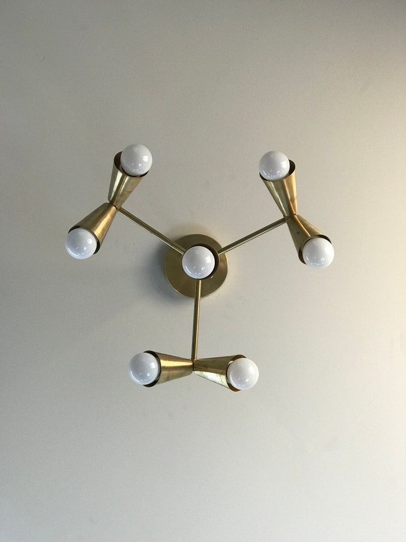 Lampadario Selene Mid Century moderno industriale a 7 luci geometriche Sputnik immagine 5