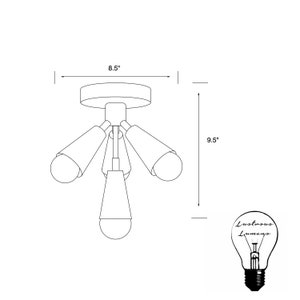 Cronus Modern 4 Cone Light Mid Century Semi Flush image 8