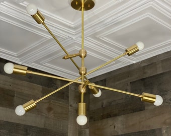 Zagreus Modern Geometric Sputnik 6 Light Mid Century Industrial Chandelier