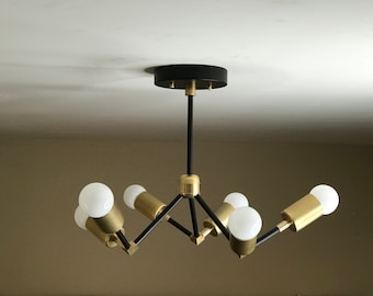 Lycus Modern 6 Light Geometric Mid Century Ceiling Chandelier