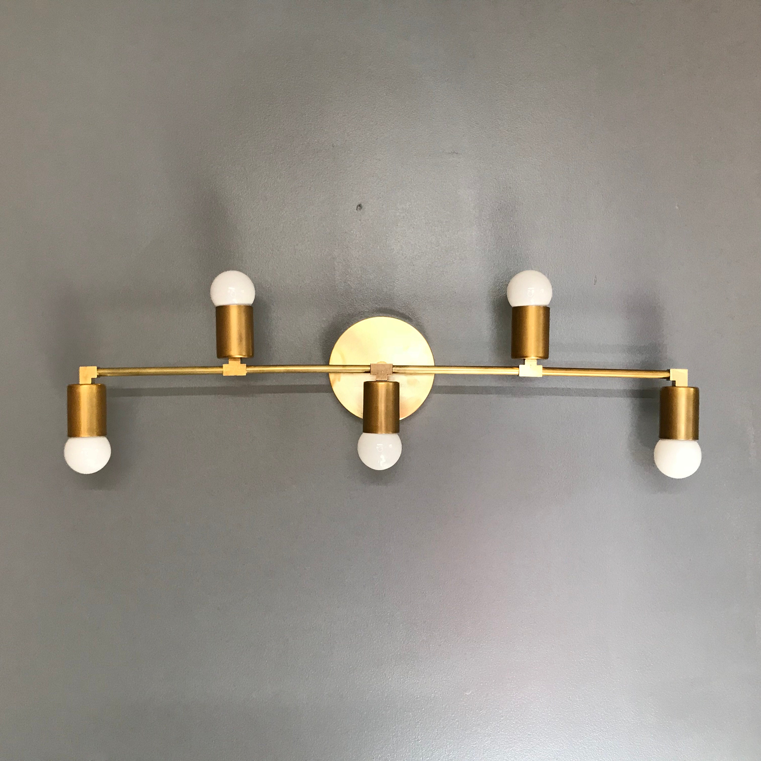 Bristleback Wall Sconce Gold Raw Brass 5 Bulb Vanity Light ...