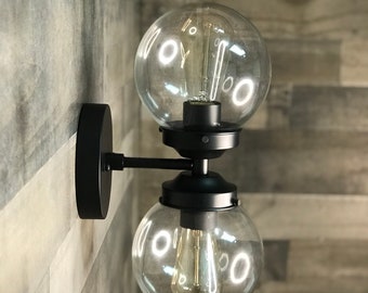 In stock - Ships on the same day! Aeolus Double Bulb 6in Globe Vanity Mid Century Industrial Modern Sconce