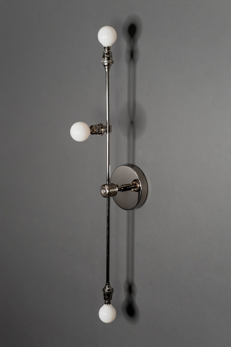 Nova Modern 3 Light Candelabra Mid Century Bathroom Hallway Vanity Sconce Polished Nickel