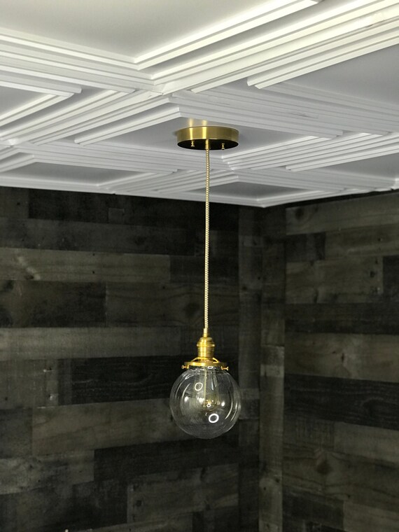 Modern Pendant Light Gold Brass 6 Clear Glass Globe Hanging Fixtures Lamps