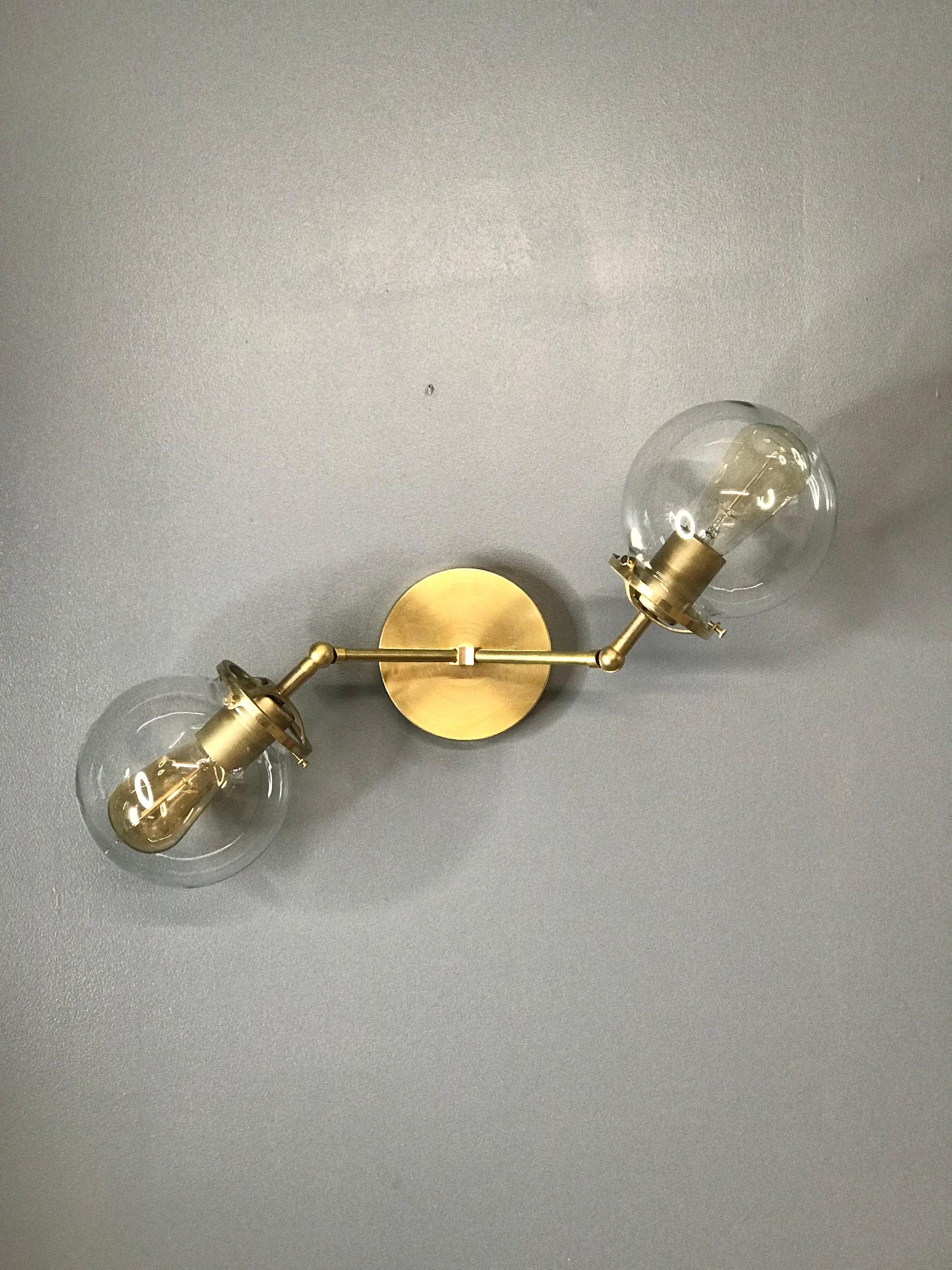 Kingler Gold Raw Brass Modern Adjustable Wall Sconce Mid Century