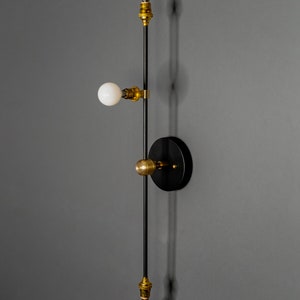 Nova Modern 3 Light Candelabra Mid Century Bathroom Hallway Vanity Sconce Black & Brass