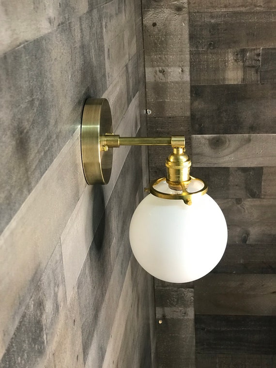 Ambedo Single Bulb 6in Globe Vanity Mid Century Industrial Sconce