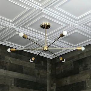 Paix Modern Mid Century Industrial Large 6 Light Ceiling Chandelier