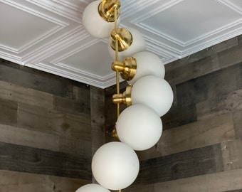 Terra Modern 7 Light 6in Globe Winding Bubble Sputnik Mid Century Industrial Chandelier