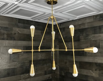 Titan Modern Geometric Sputnik 9 Light Mid Century Industrial Chandelier