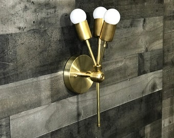 In stock - Ships on the same day! Cherie 3 Light Modern Mid Century Industrial Vanity Sconce