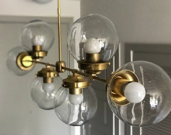 Ayaka Modern 6 Light 6in Globe Sputnik Mid Century Industrial Chandelier