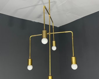 Melon Modern 5 Light Sputnik Mid Century Industrial Hanging Chandelier