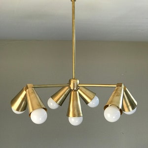 Selene Mid Century moderne industriële 7 lichtgeometrische Spoetnik-kroonluchter afbeelding 3