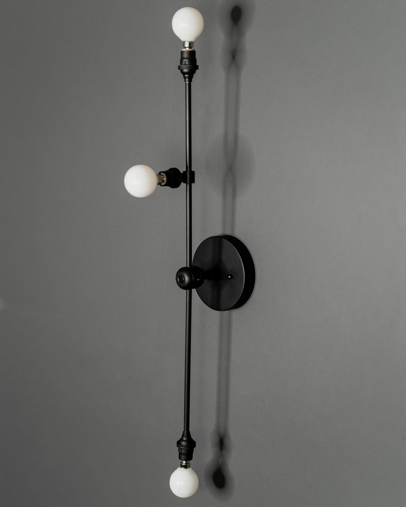 Nova Modern 3 Light Candelabra Mid Century Bathroom Hallway Vanity Sconce Matte Black