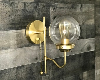 Kalon Modern Mid Century Industrial 6in Pull Chain Vanity Sconce