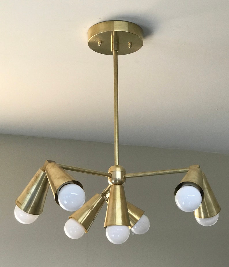 Selene Mid Century Modern Industrial 7 LightGeometric Sputnik Chandelier 画像 2