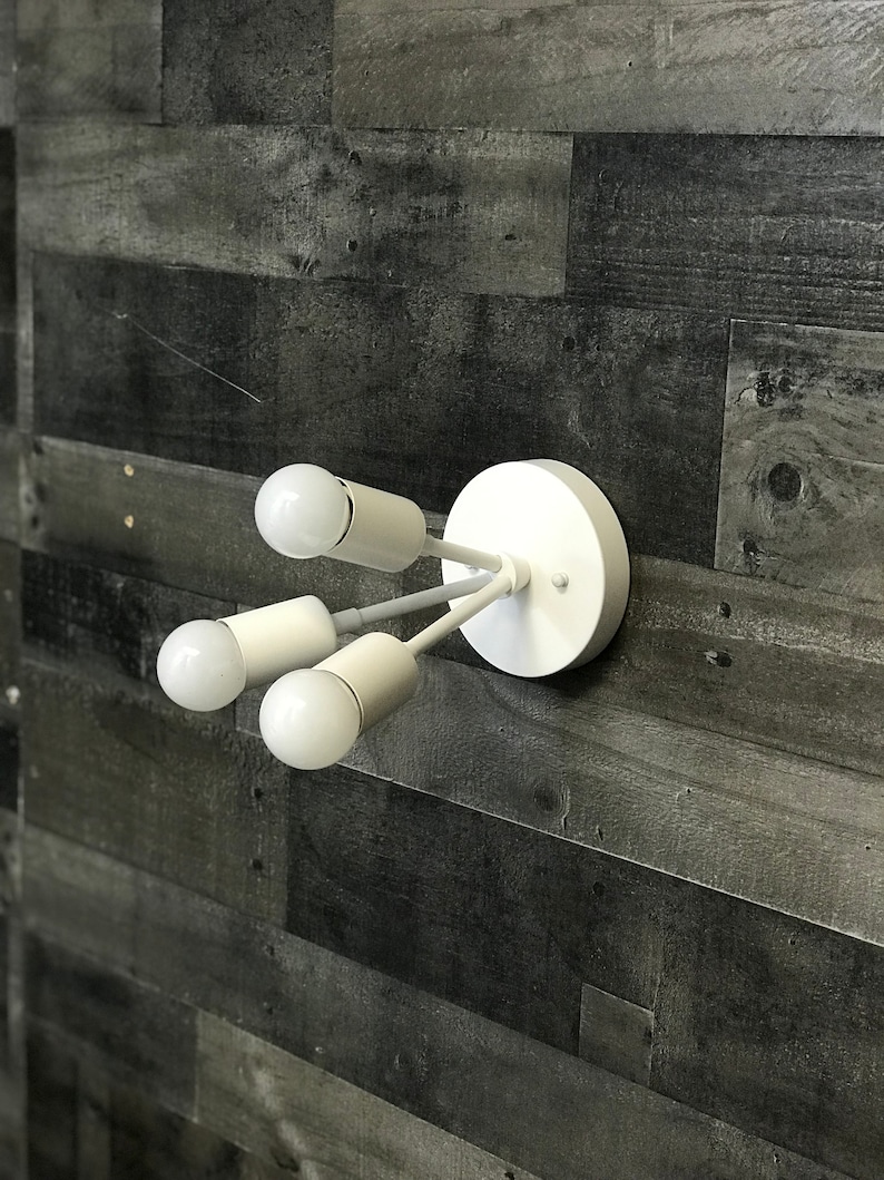 Gold Raw Brass Modern 3 Bulb Sputnik Mid Century Industrial Vanity Bathroom Light