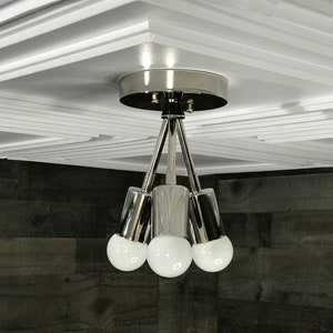 Hera Modern 3 Light Mid Century Semi Flush Polished Nickel