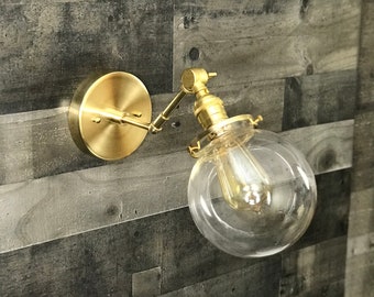 Damocles Single Light Adjustable 6in Globe Vanity Mid Century Industrial Modern Sconce