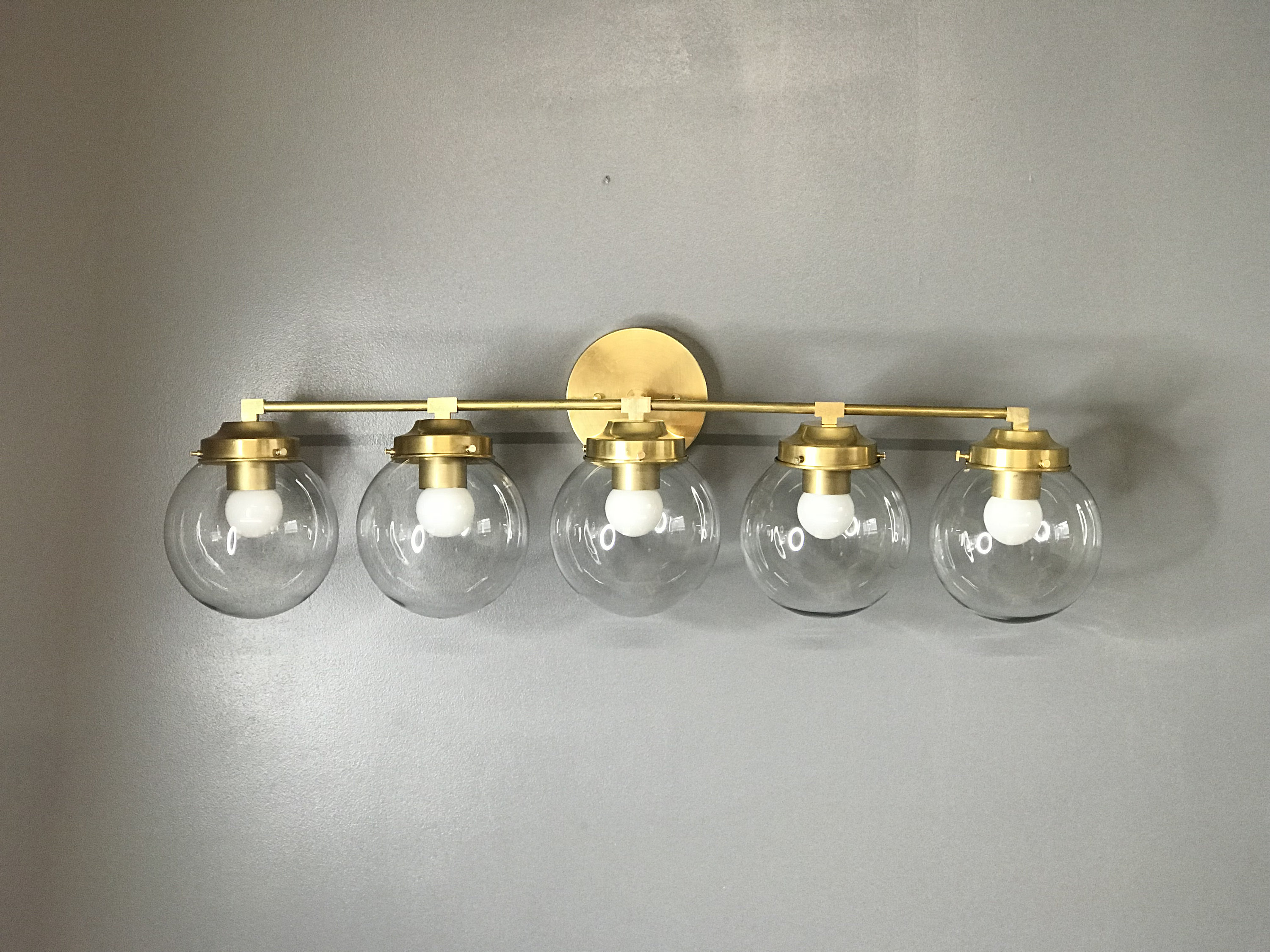 Fierte Gold Raw Brass Modern Sconce Vanity 5 Bulb Clear 6 Inch