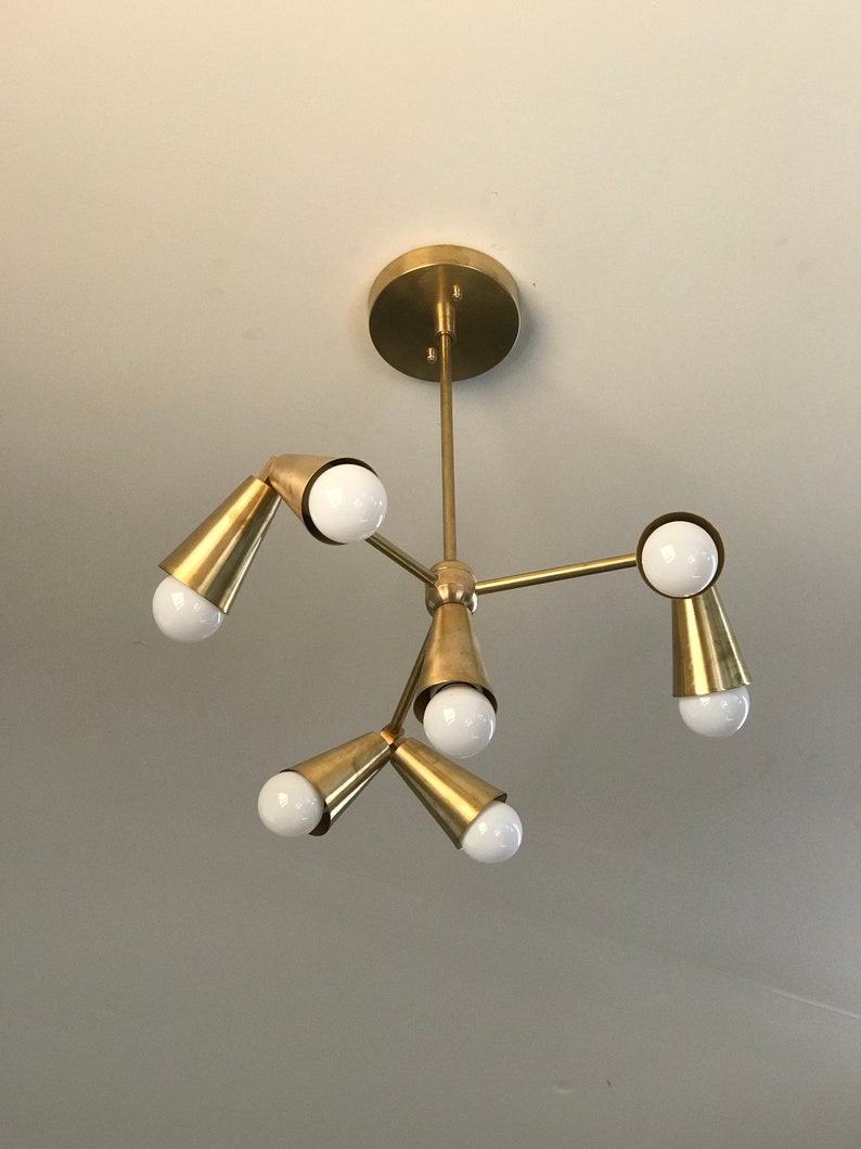 Selene Mid Century moderne industriële 7 lichtgeometrische Spoetnik-kroonluchter afbeelding 4