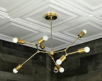 Paradorn Modern Geometric Sputnik 9 Light Mid Century Industrial Chandelier