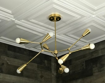 Elize Modern Geometric Sputnik 9 Cone Light Mid Century Industrial Chandelier