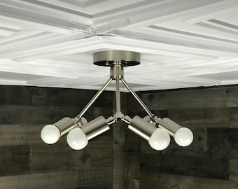 Damon Modern 6 Light Sputnik Mid Century Industrial Semi Flush