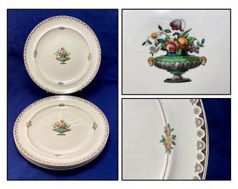 Copeland Spode Dinner Plates 1917-1922, Set of Four 10 Inch Plates, Spode SP44 Pattern, Urn and Flowers, Made in England