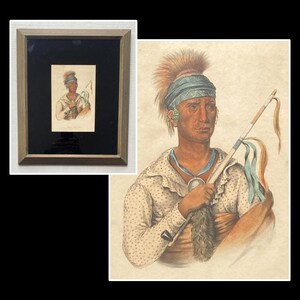 NE-O-MON-NE Un capo Ioway, McKenney & Hall Storia delle tribù indiane del Nord America, litografia colorata a mano, c1850, antica arte nativa