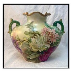 Antique J.P.L. France Limoges Pillow Vase: Hand-painted