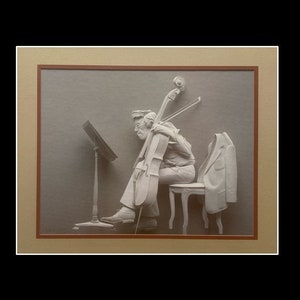 Il violoncellista di Siegbert Reinhard con Yo Yo Ma, litografia a colori, 1976, stampa firmata, arte orchestrale, incorniciata professionalmente