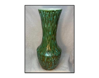 Vintage Royal Haeger Tropfglasurvase, 15 ""Grünes Gold strukturierte moderne Keramik der Mitte des Jahrhunderts, nicht gekennzeichnetes MCM-Dekor."