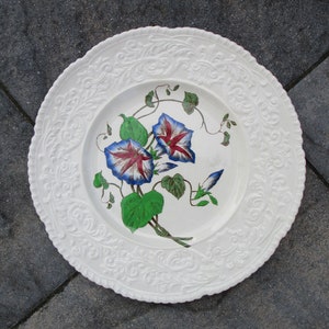 Cauldon Potteries Floral Plate with Morning Glory, Flower Series Hand Decorated Plate with Embossed Rim, Circa 1930s