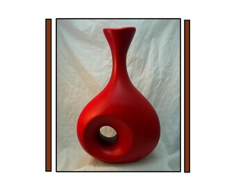 Silvestri Studios Calyx Urn, Refurbished Red Abstract Decor